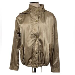 Michael Kors Khaki Beige Gold Trench Hooded Jacket size M